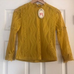 Brand new gold lace blouse